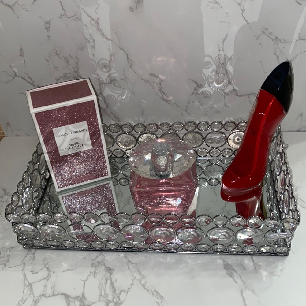Crystal mirrored vanity tray - Perfume not included